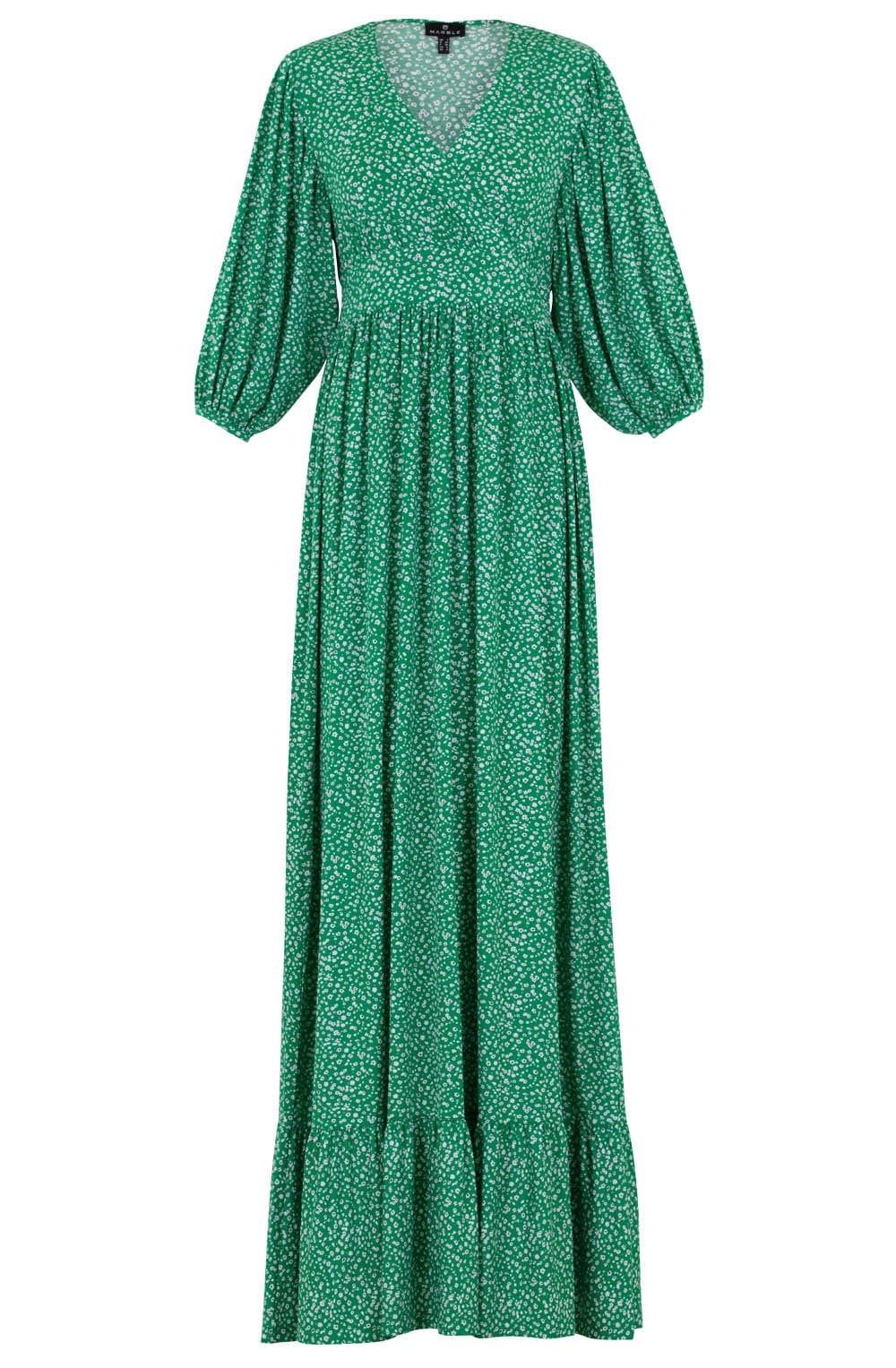 Green and White Floral Maxi Dress