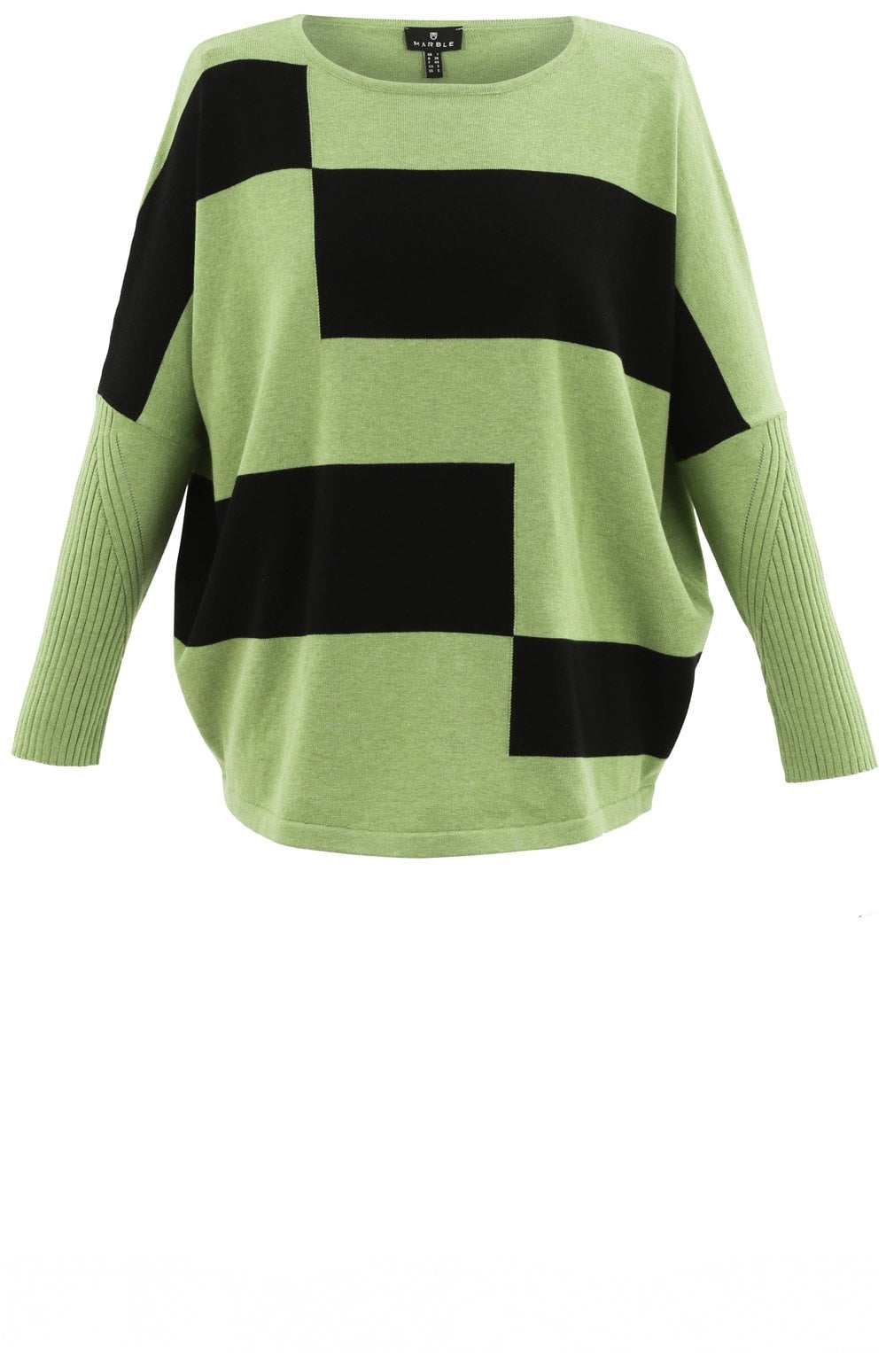 Green & Black Block Print Jumper