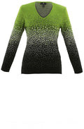 Green & Black Gradual Fleck V Neck Jumper
