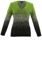 Green & Black Gradual Fleck V Neck Jumper
