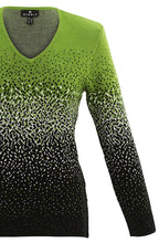 Green & Black Gradual Fleck V Neck Jumper
