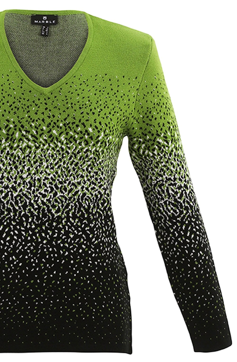Green & Black Gradual Fleck V Neck Jumper