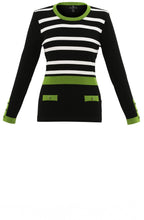 Green Black & White Striped Classic Jumper