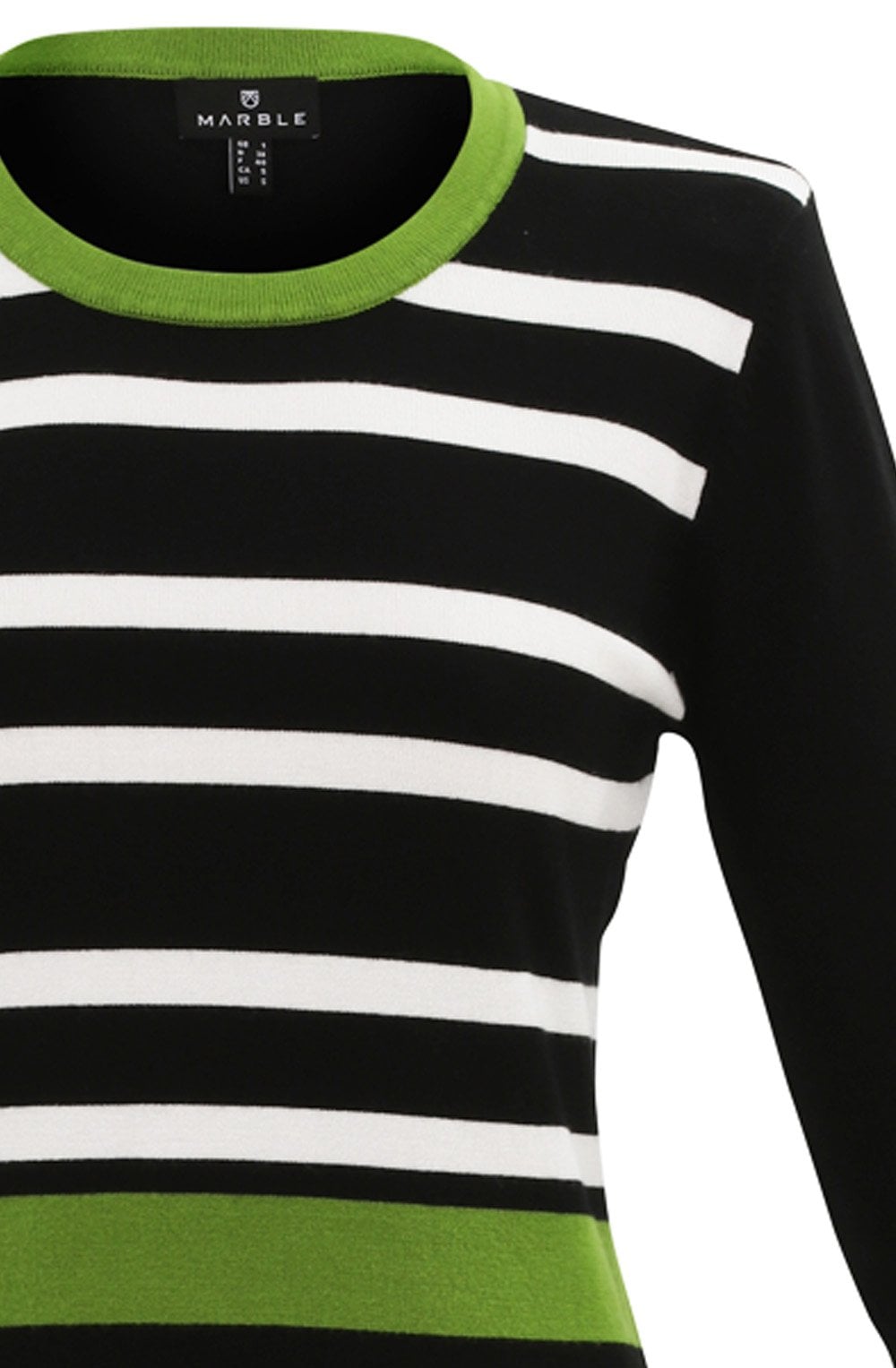Green Black & White Striped Classic Jumper