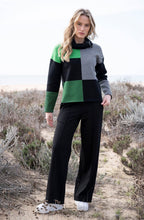 Green Block Print Jumper with Cowl Neck
