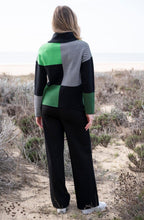 Green Block Print Jumper with Cowl Neck