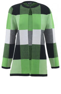 Green Check Print Cardigan