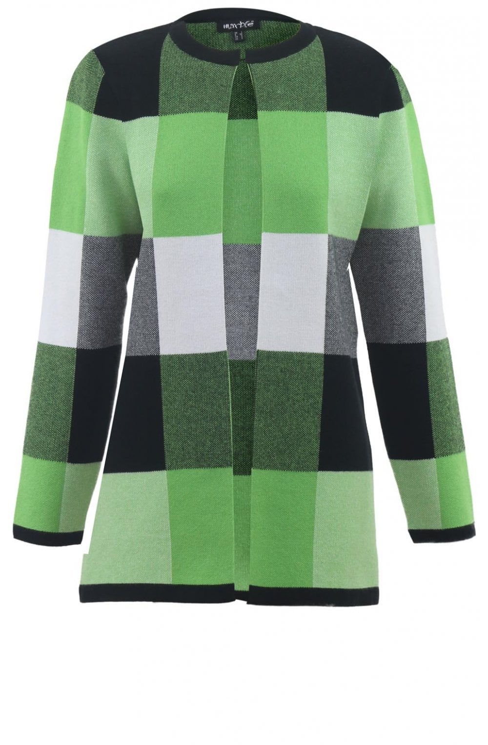 Green Check Print Cardigan