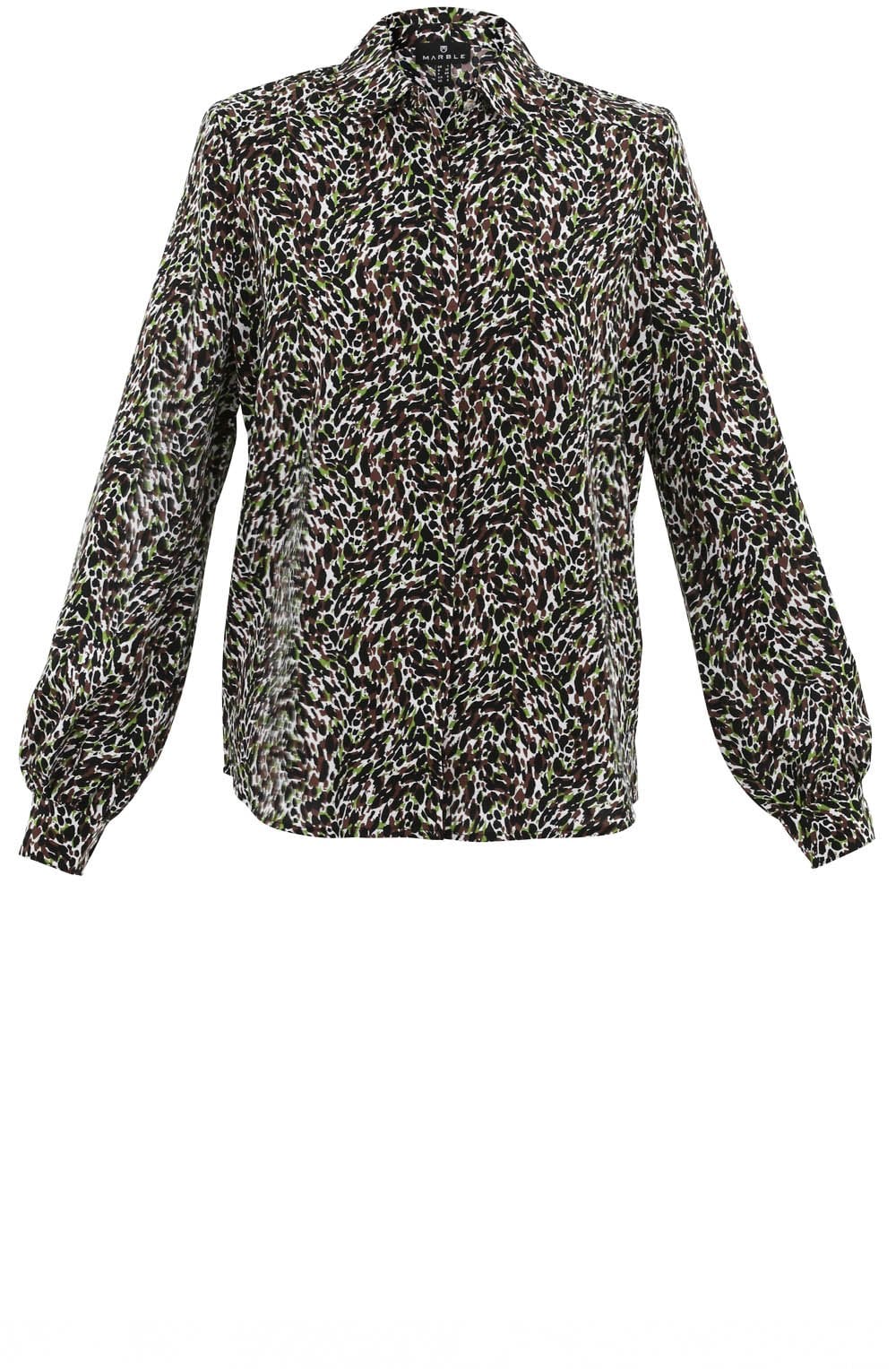 Green Chocolate & Black Print Blouse