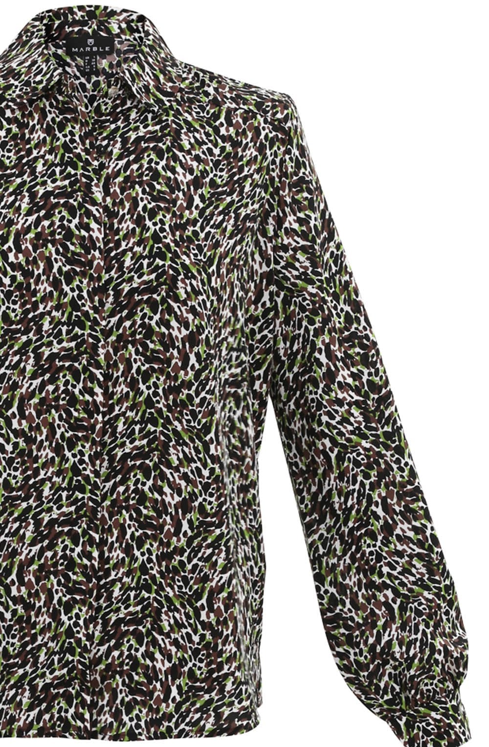 Green Chocolate & Black Print Blouse