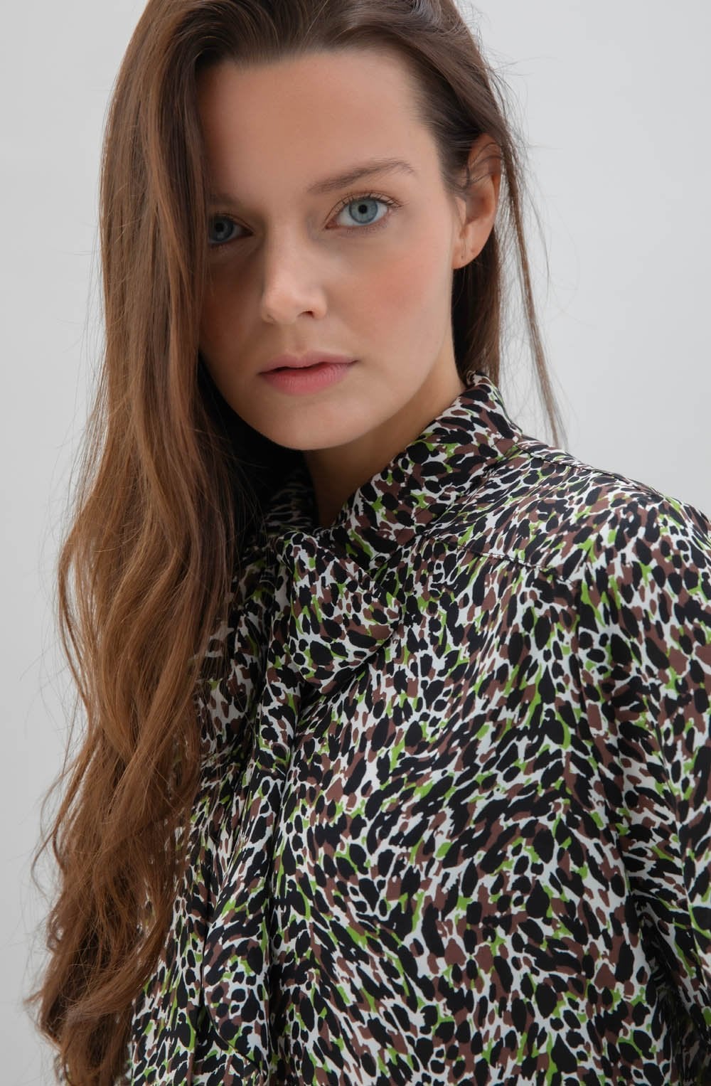 Green Chocolate & Black Print Blouse