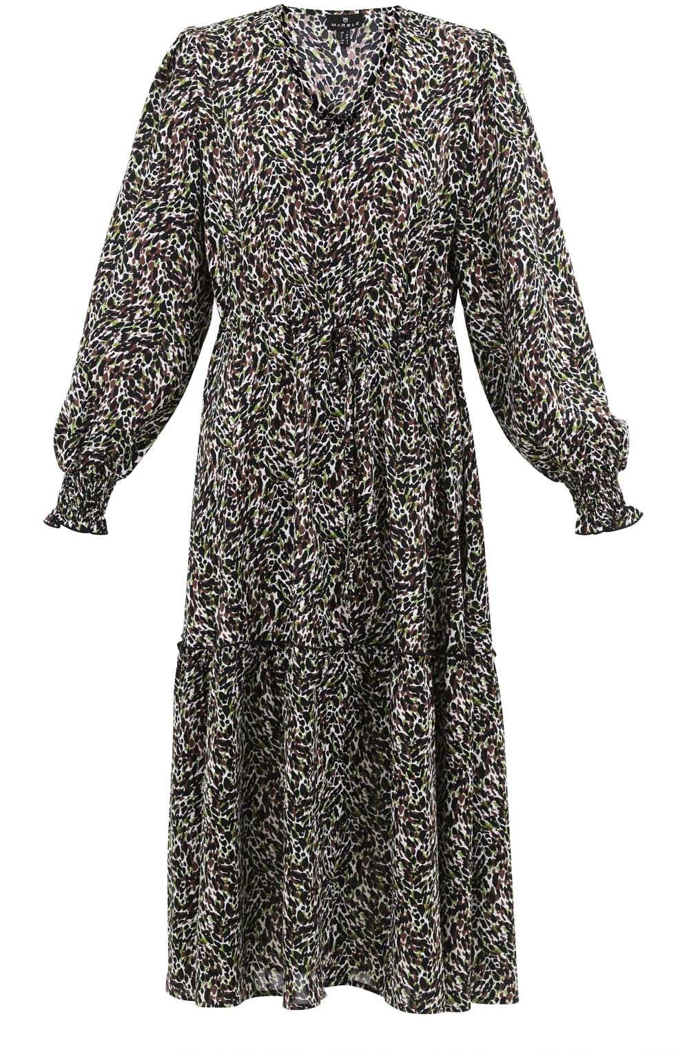 Green Chocolate & Black Print Dress