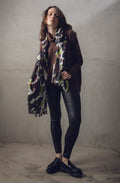 Green Chocolate & Black Print Scarf
