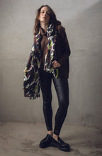 Green Chocolate & Black Print Scarf
