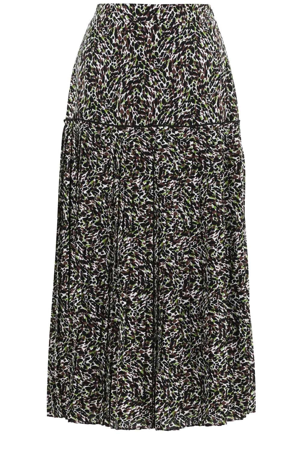 Green Chocolate & Black Print Skirt