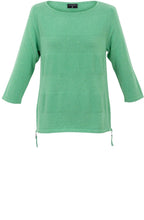 Green Contrast Stitch Striped Jumper
