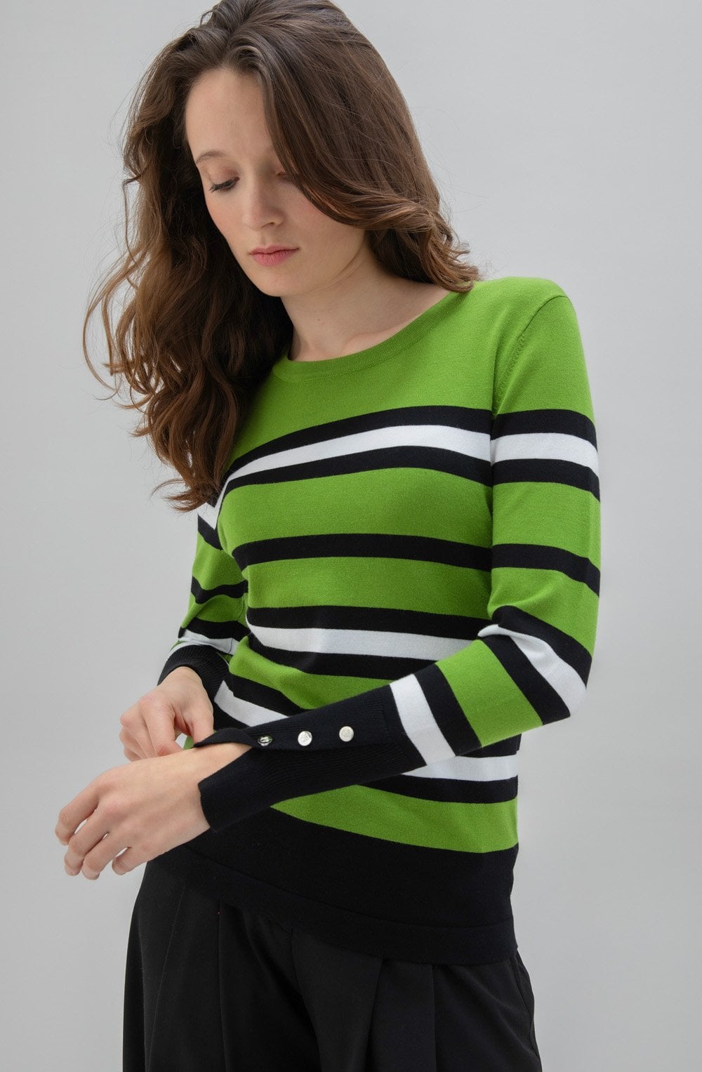 Green Contrasting Stripe Jumper