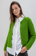 Green Cotton Mix Chunky Knit Cardigan