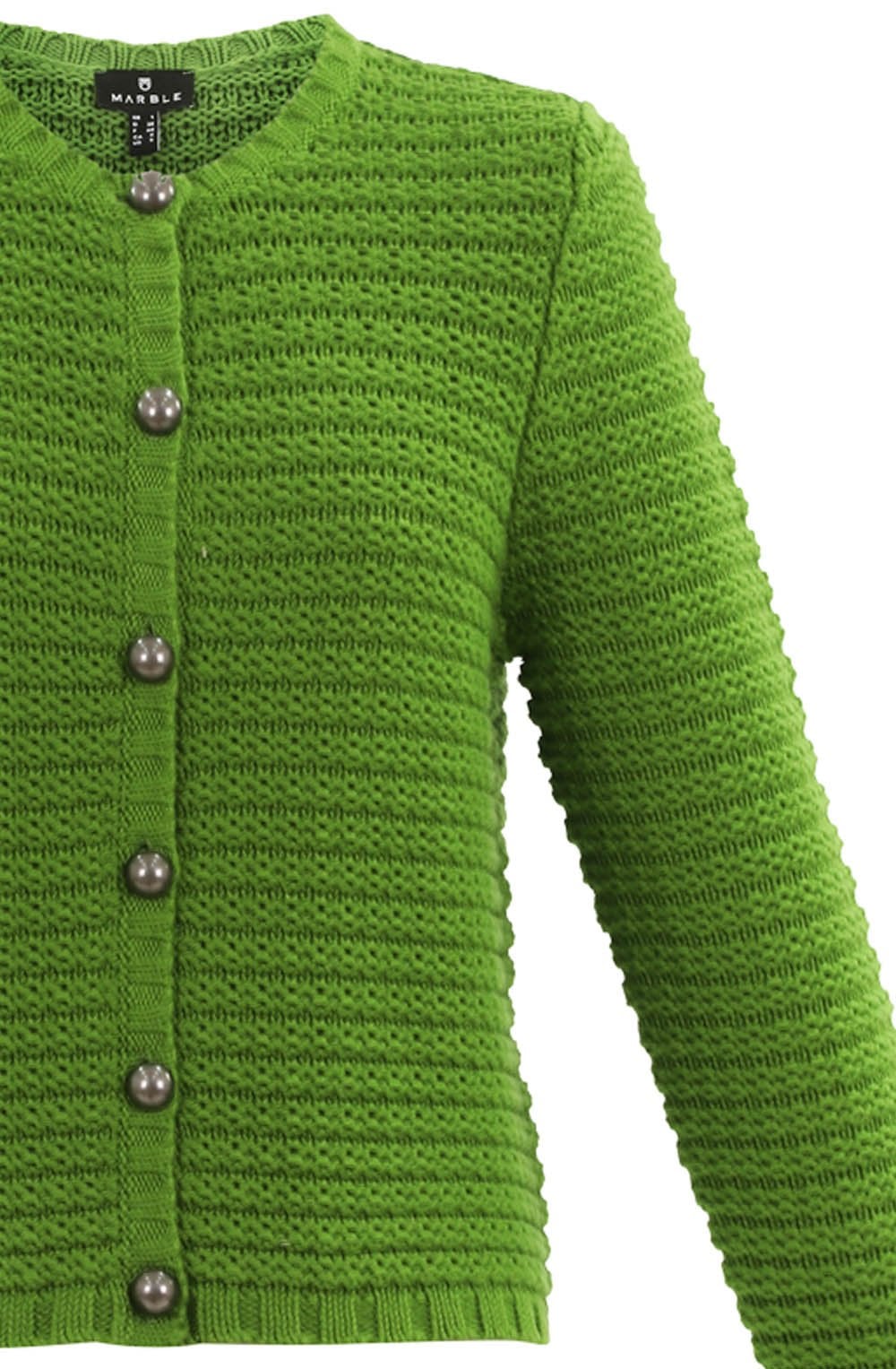 Green Cotton Mix Chunky Knit Cardigan