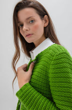 Green Cotton Mix Chunky Knit Cardigan