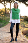 Green Cowl Neck Knitted Vest