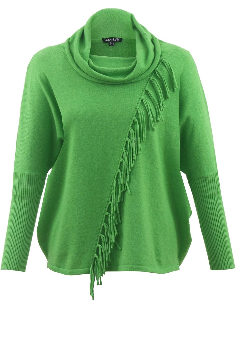 Green Cowl Neck Tassel Jumper