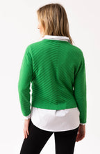 Green Diagonal Ribbed Knit Jumper
