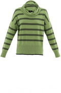 Green Distorted Stripe Cowl Neck Jumper