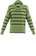 Green Distorted Stripe Cowl Neck Jumper
