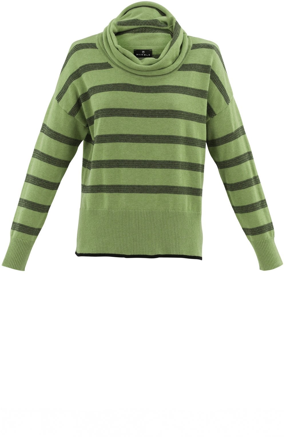 Green Distorted Stripe Cowl Neck Jumper