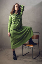 Green Distorted Stripe Cowl Neck Jumper