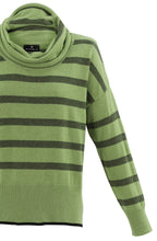 Green Distorted Stripe Cowl Neck Jumper
