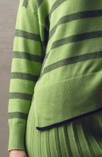 Green Distorted Stripe Cowl Neck Jumper