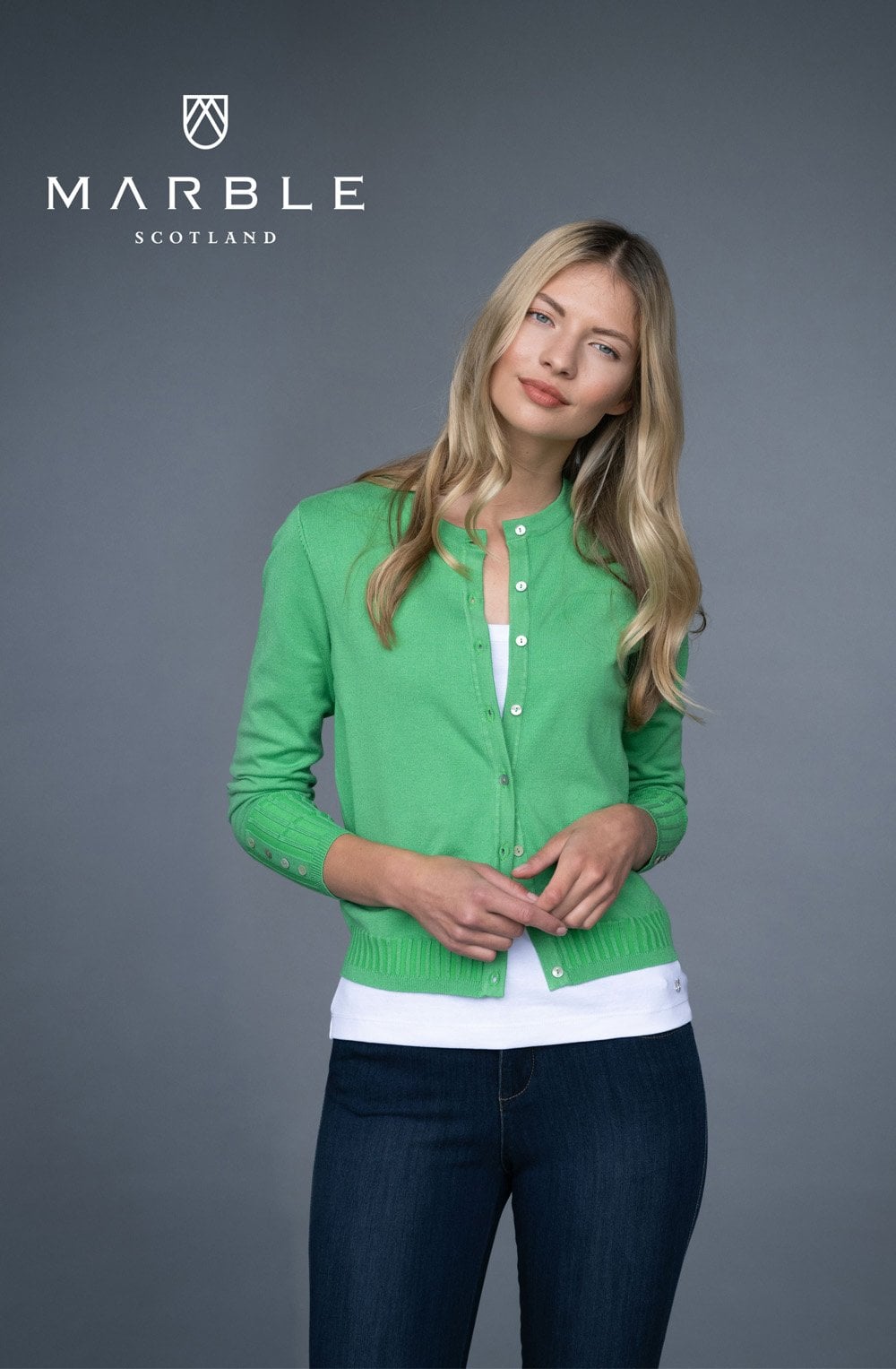Green Fine Knit Cardigan
