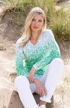 Green Flecked V Neck Sweater