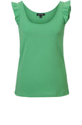 Green Frilled Shoulder Jersey Vest Top