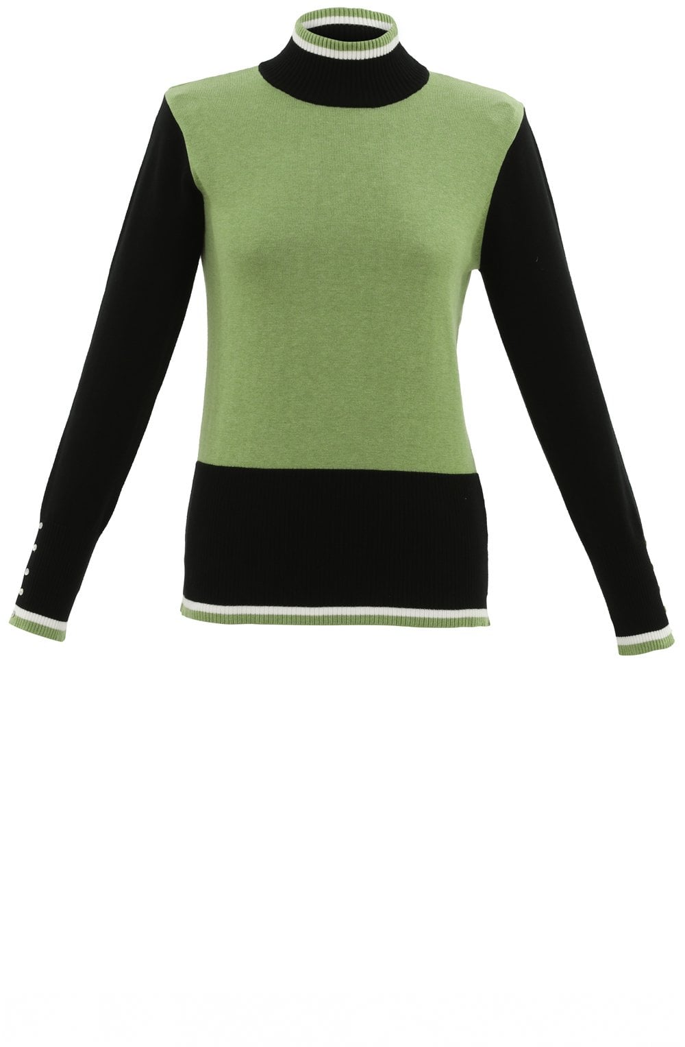 Green High Neck Colour Block Jumper