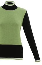 Green High Neck Colour Block Jumper