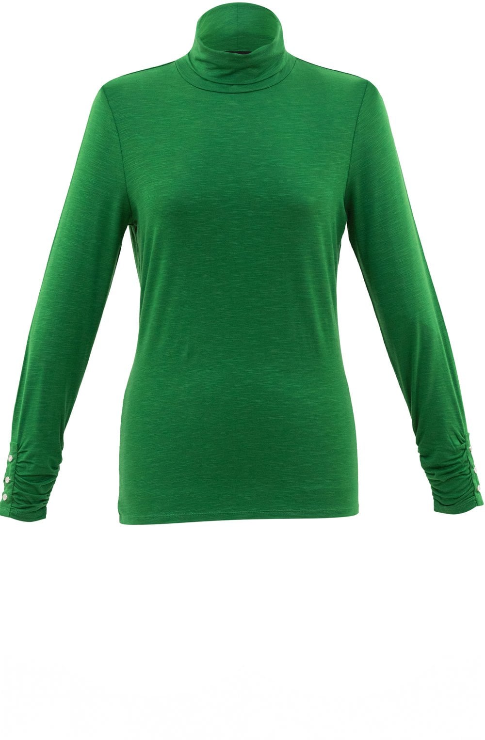 Green Jersey Polo Neck Top