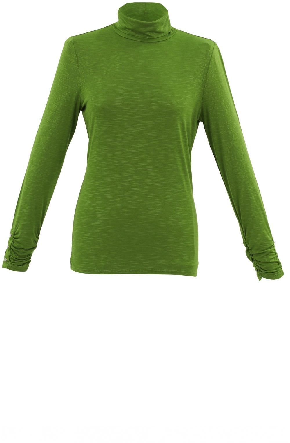 Green Jersey Polo Neck Top