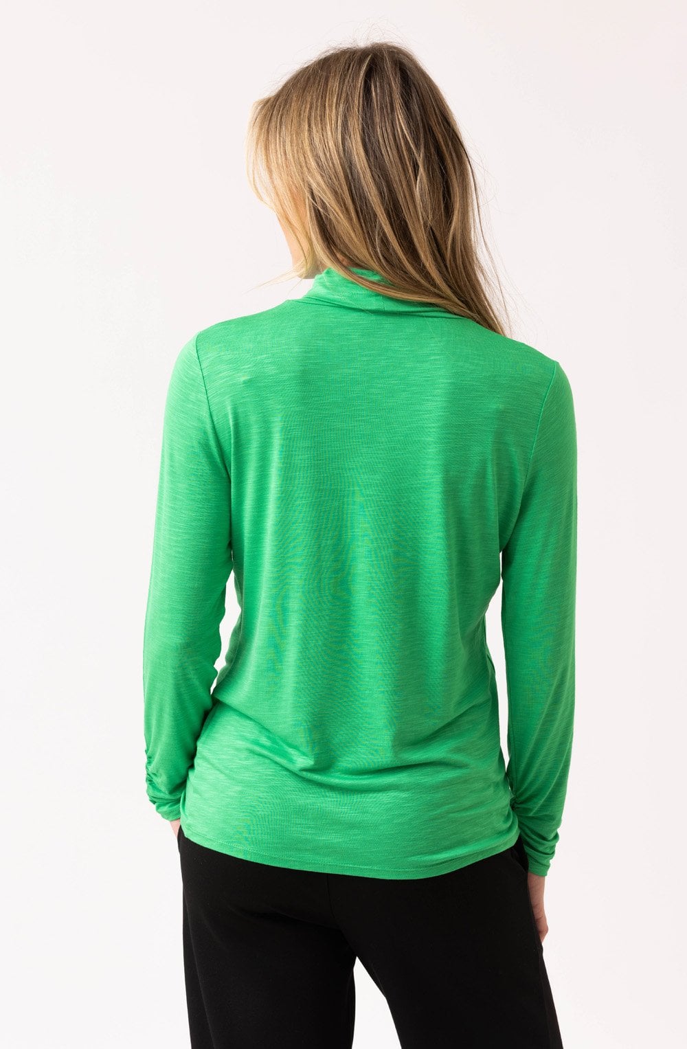 Green Jersey Polo Neck Top