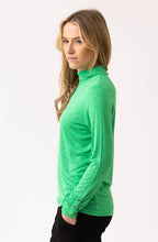 Green Jersey Polo Neck Top