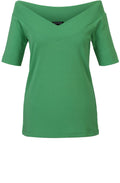 Green Jersey V Neck Top