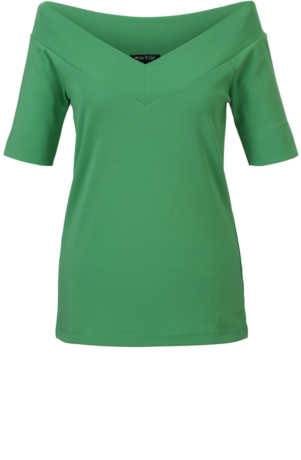 Green Jersey V Neck Top