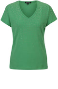 Green Silver Rhinestone Detailed T Shirt
