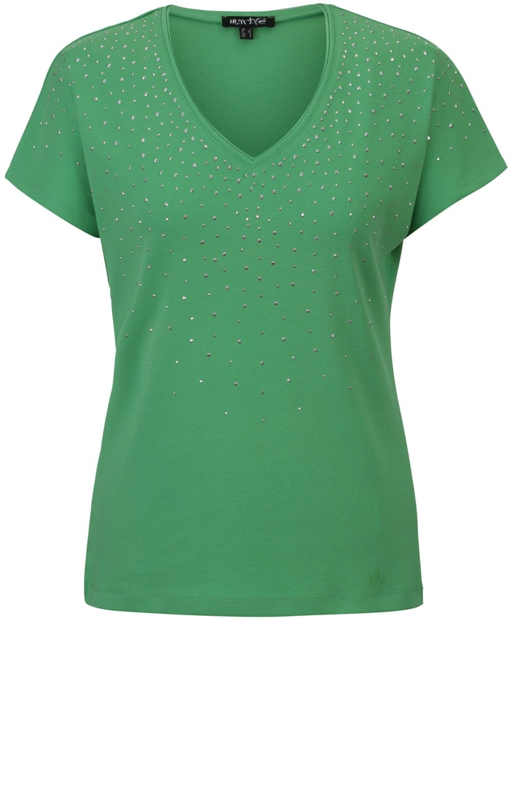 Green Silver Rhinestone Detailed T Shirt