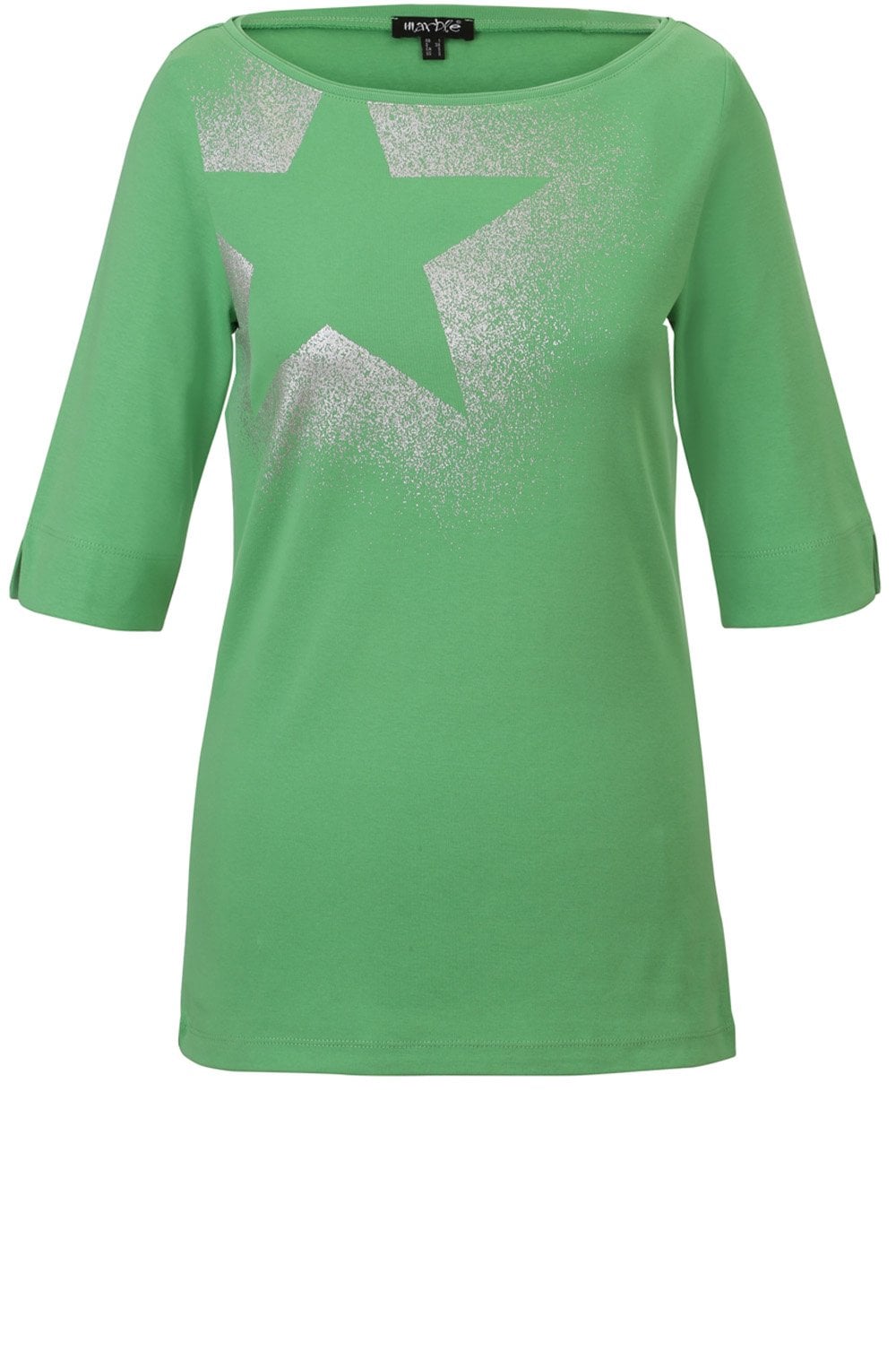 Green Silver Star Design T Shirt