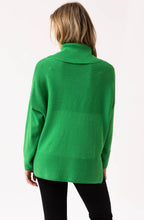 Green Textured Knit Oversized Cowl Neck Jumper