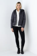 Grey in Quilted Coat