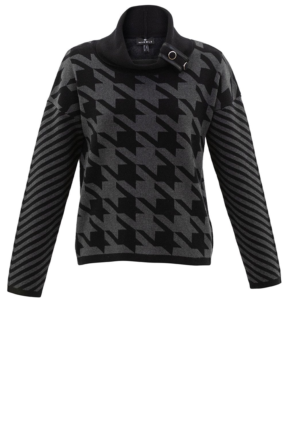 Grey and Black Roll Neck Jumper